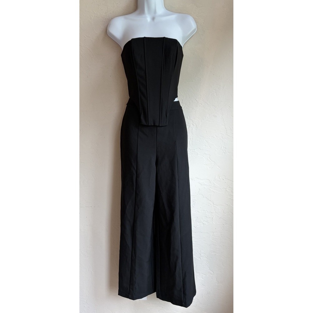 Sofie The Label Black Corset Wide Leg Jumpsuit S NWT Minimalist Tailored Party